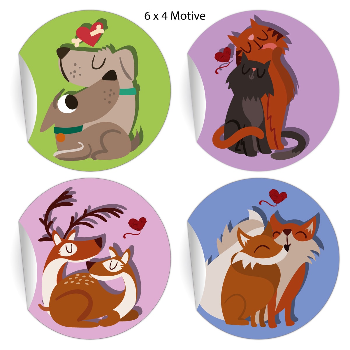 Kartenkaufrausch: Aufkleber mit süßen Tier Liebespaaren aus unserer Liebes Papeterie in multicolor
