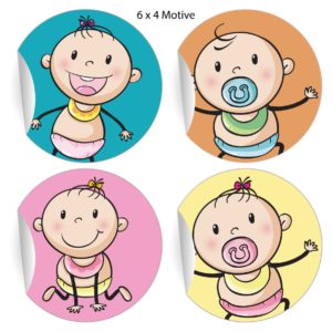 Kartenkaufrausch: 24 lustige Baby Aufkleber aus unserer Baby Papeterie in multicolor