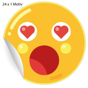 Kartenkaufrausch: Liebes Emoji Aufkleber mit Herz aus unserer Liebes Papeterie in gelb
