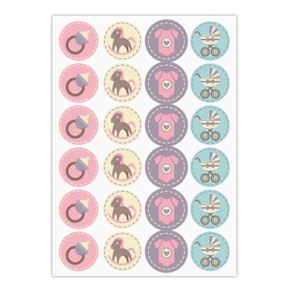 Kartenkaufrausch Sticker in multicolor: Baby Aufkleber mit Schnuller