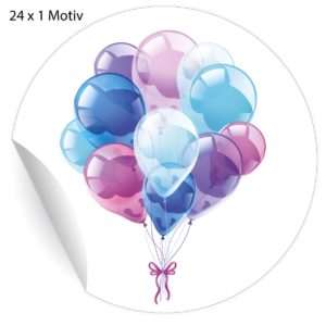 Kartenkaufrausch: Geburtstags Aufkleber mit Luftballon Strauss aus unserer Geburtstags Papeterie in lila