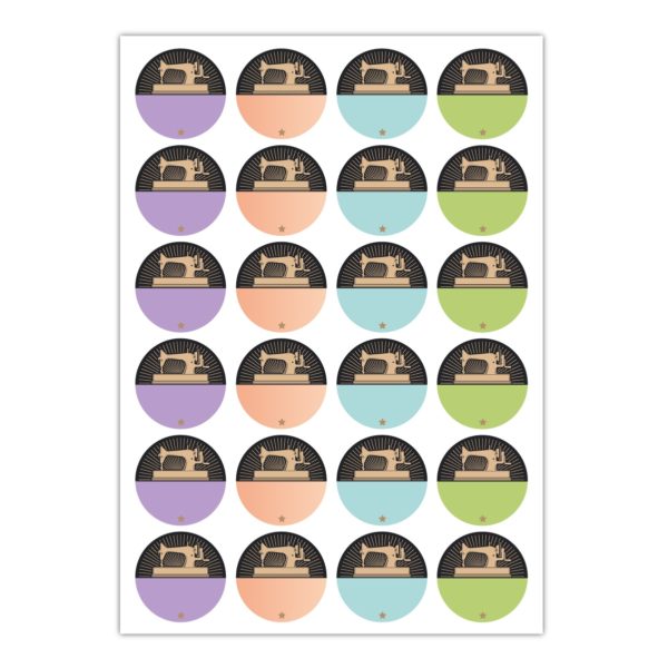 Kartenkaufrausch Sticker in multicolor: Aufkleber mit Vintage Nähmaschine