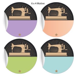 Kartenkaufrausch: Aufkleber mit Vintage Nähmaschine aus unserer Designer Papeterie in multicolor