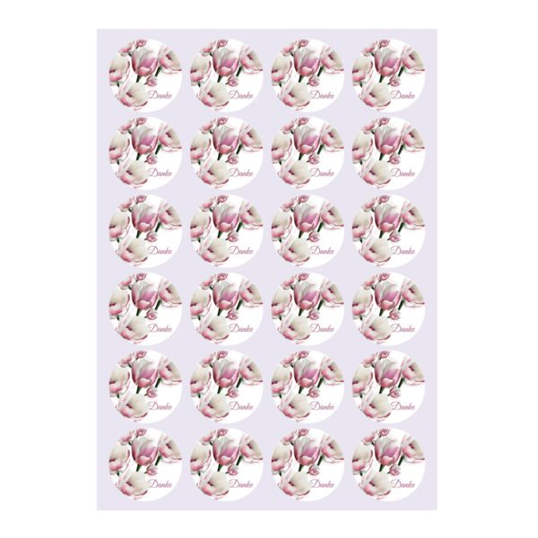 Kartenkaufrausch Sticker in weiß: Dankes Aufkleber mit leichten Blüten