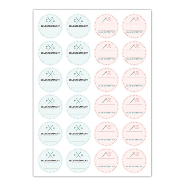 Kartenkaufrausch Sticker in rosa: 24 Retro Handarbeits Aufkleber