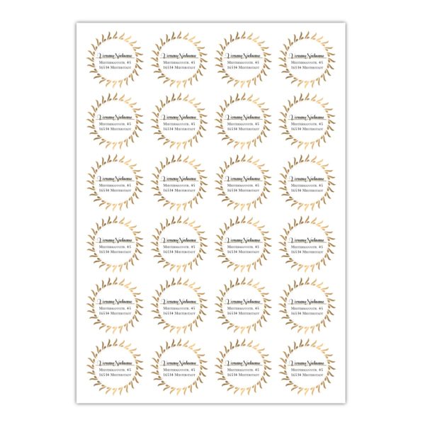 Kartenkaufrausch Sticker in gold: elegante personalisierbare Adress-Aufkleber