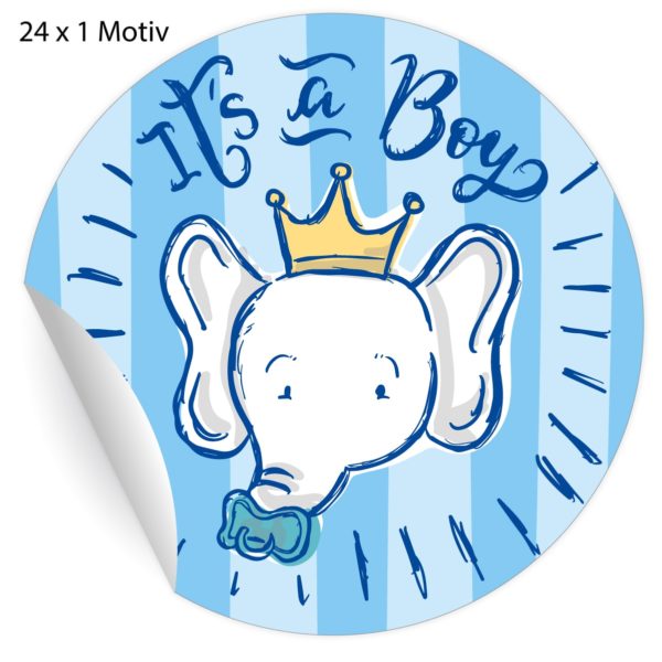 Kartenkaufrausch: Baby Aufkleber mit Elefant aus unserer Baby Papeterie in hellblau