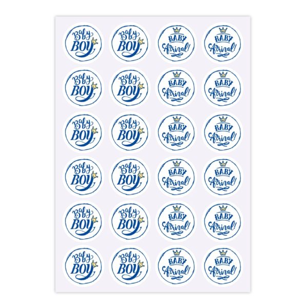 Kartenkaufrausch Sticker in weiß: blaue Baby Aufkleber
