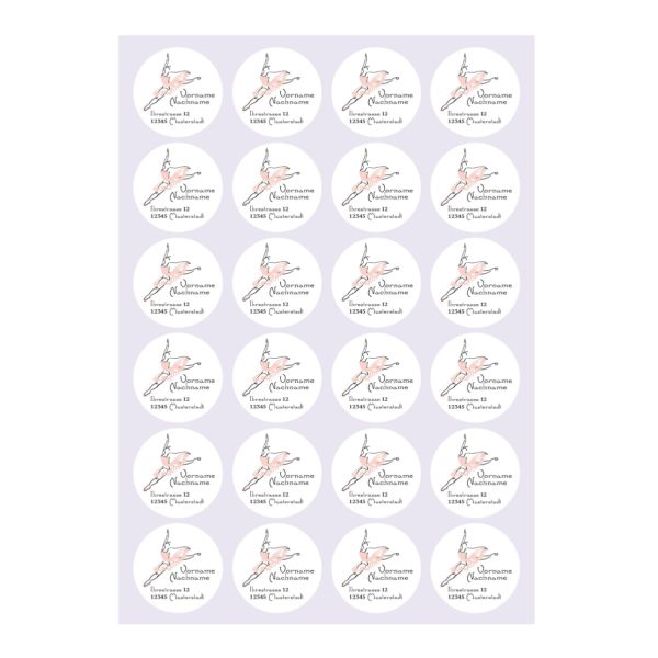 Kartenkaufrausch Sticker in weiß: personalisierbare Ballett Adress-Aufkleber