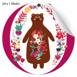 Kartenkaufrausch: Folklore Aufkleber mit Bär aus unserer Tier Papeterie in multicolor