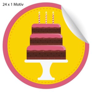 Kartenkaufrausch: 24 schöne Geburtstags Aufkleber aus unserer Geburtstags Papeterie in gelb