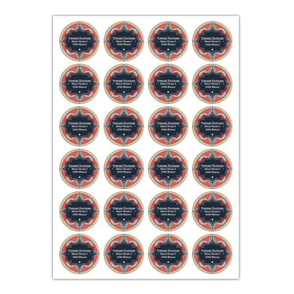 Kartenkaufrausch Sticker in orange: Adress Aufkleber auf Boho Muster