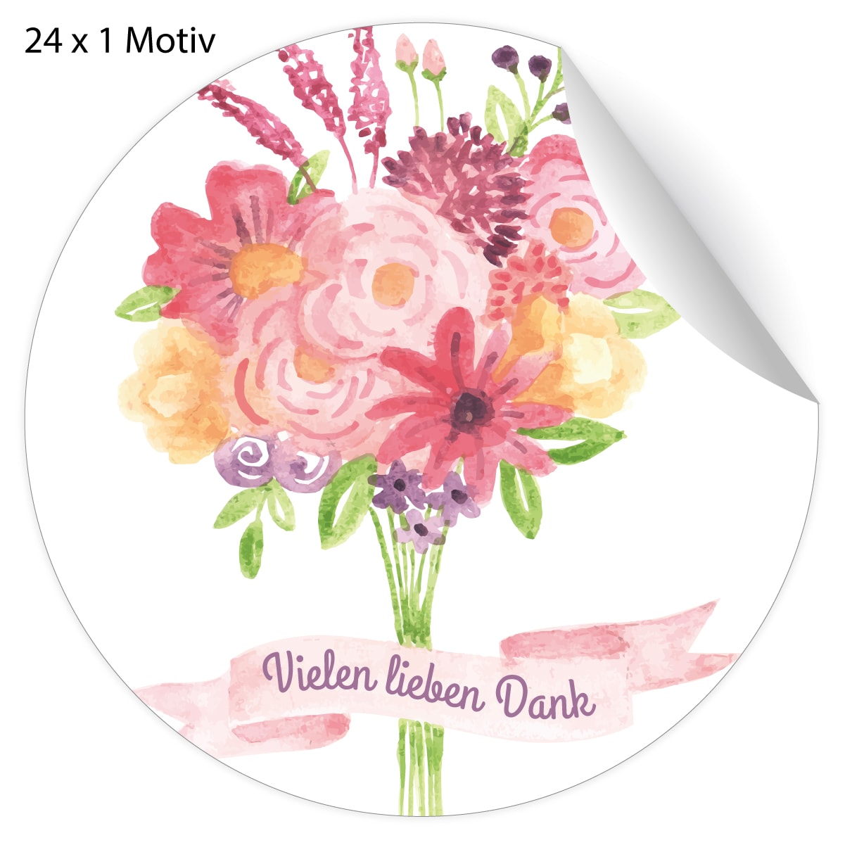 Kartenkaufrausch: schöne Bedanke-mich Aufkleber aus unserer florale Papeterie in rosa