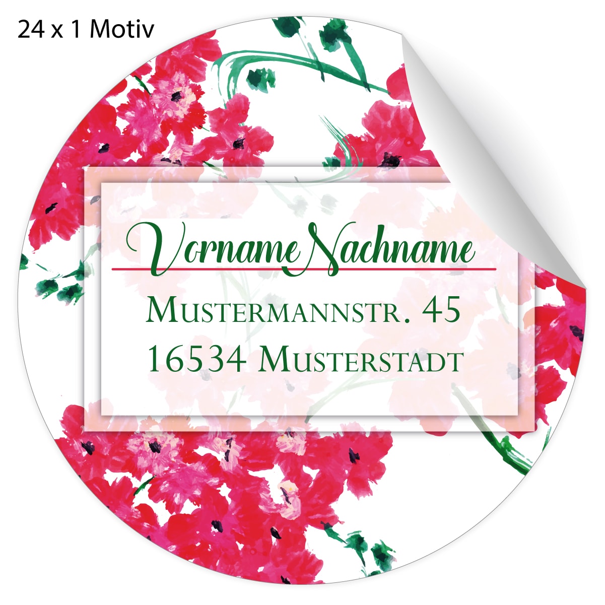 Kartenkaufrausch: Adress Aufkleber auf edlen Blüten aus unserer florale Papeterie in rosa