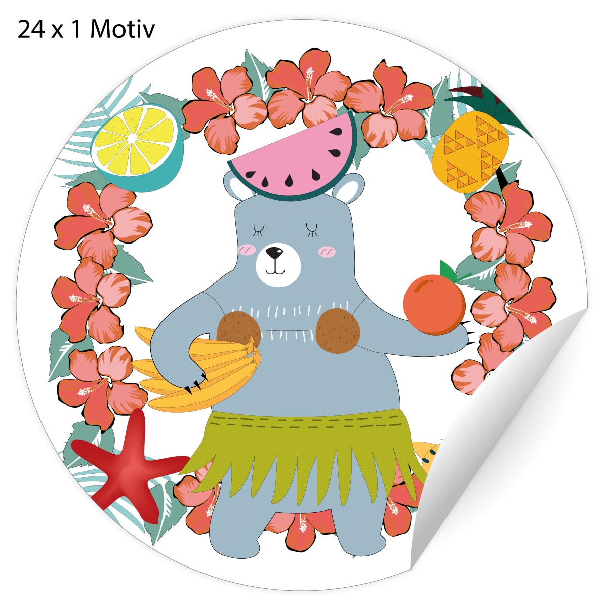 Kartenkaufrausch: 24 Sommer Party Aufkleber aus unserer Tier Papeterie in multicolor
