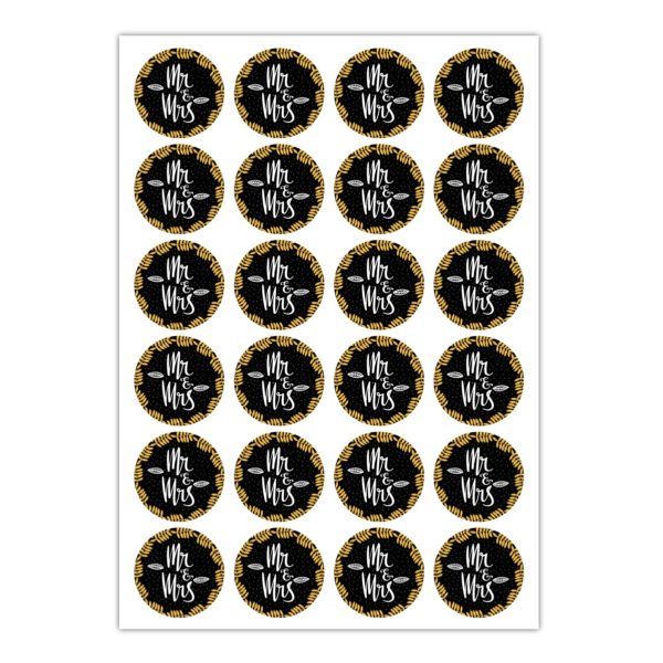 Kartenkaufrausch Sticker in gold: 24 elegante Hochzeits Aufkleber
