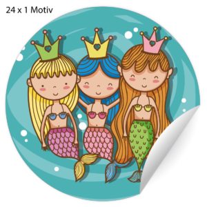 Kartenkaufrausch: süße Meerjungfrauen Aufkleber aus unserer Kinder Papeterie in petrol blau
