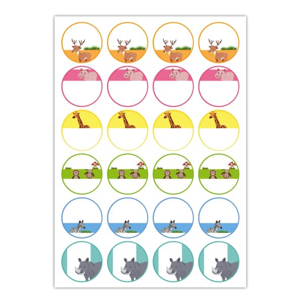 Kartenkaufrausch Sticker in multicolor: nette Kinder Namens-Aufkleber mit Giraffe