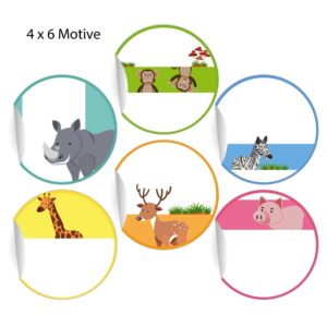 Kartenkaufrausch: nette Kinder Namens-Aufkleber mit Giraffe aus unserer Tier Papeterie in multicolor