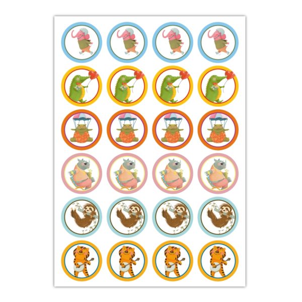 Kartenkaufrausch Sticker in multicolor: lustige Aufkleber mit bunten Tieren