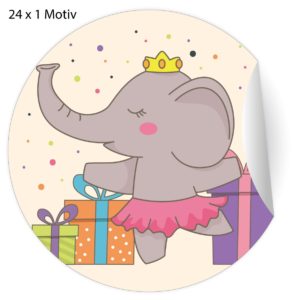 Kartenkaufrausch: Geburtstags Aufkleber mit Ballerina Elefant aus unserer Designer Papeterie in beige