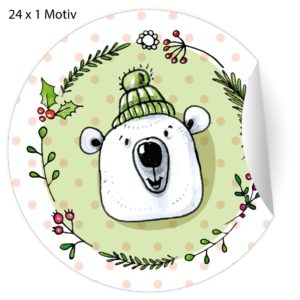 Kartenkaufrausch: 24 witzige Weihnachts Aufkleber aus unserer Tier Papeterie in hell grün