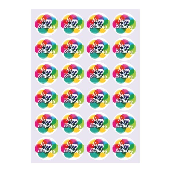 Kartenkaufrausch Sticker in multicolor: kunterbunte Geburtstags Aufkleber