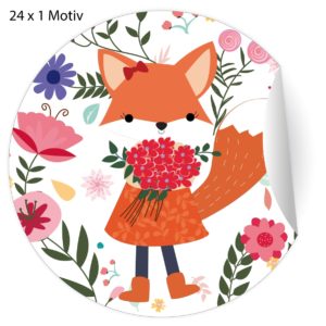 Kartenkaufrausch: 24 Blumen Glückwunsch Aufkleber aus unserer florale Papeterie in orange