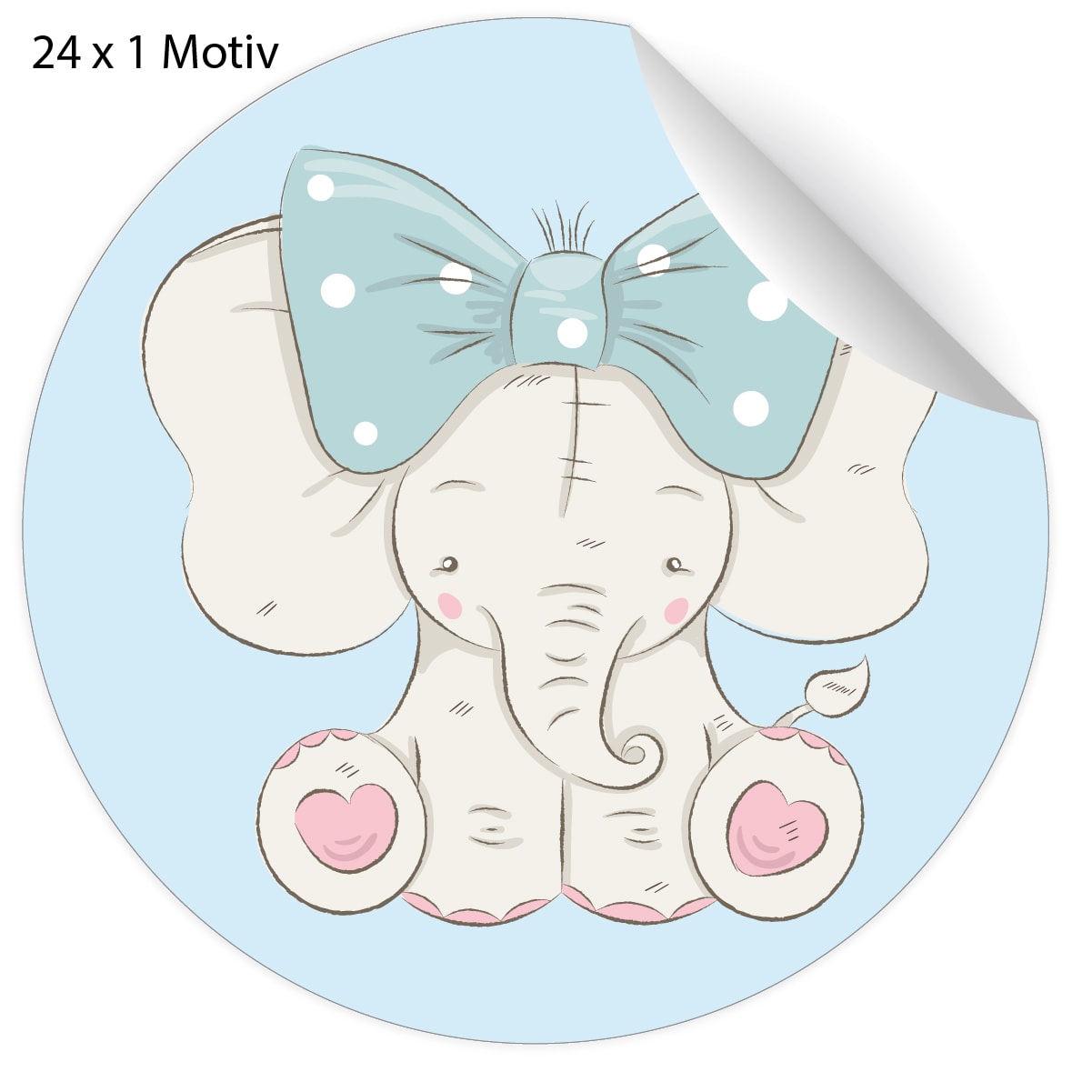 Kartenkaufrausch: hellblaue Aufkleber mit Baby Elefant aus unserer Baby Papeterie in hellblau