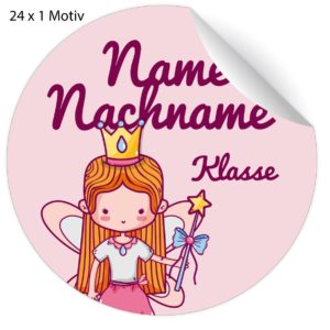 Kartenkaufrausch: personalisierbare Prinzessinen Namens Aufkleber aus unserer Einschulungs Papeterie in rosa