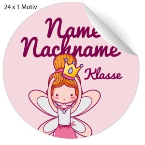 Kartenkaufrausch: Prinzessinen Namens Aufkleber mit Zauber Fee aus unserer Einschulungs Papeterie in rosa
