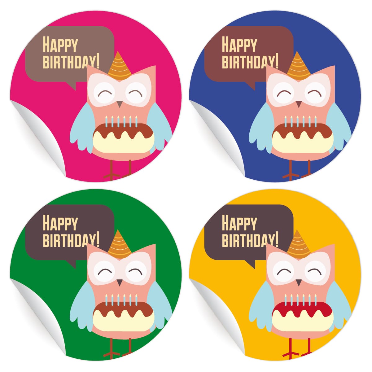 Kartenkaufrausch: Geburtstags Aufkleber mit kleiner Eule aus unserer Geburtstags Papeterie in multicolor