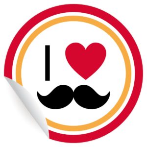 Kartenkaufrausch: Aufkleber I love Moustache aus unserer Liebes Papeterie in rot