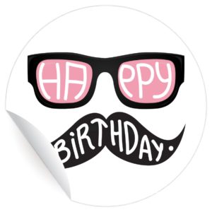 Kartenkaufrausch: Aufkleber mit Brille und Moustache aus unserer Geburtstags Papeterie in weiß