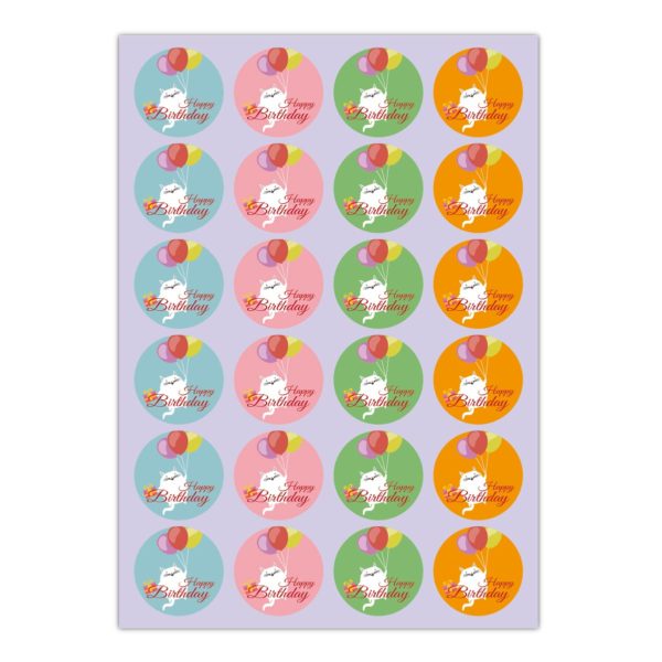 Kartenkaufrausch Sticker in multicolor: Aufkleber mit fliegender Katze