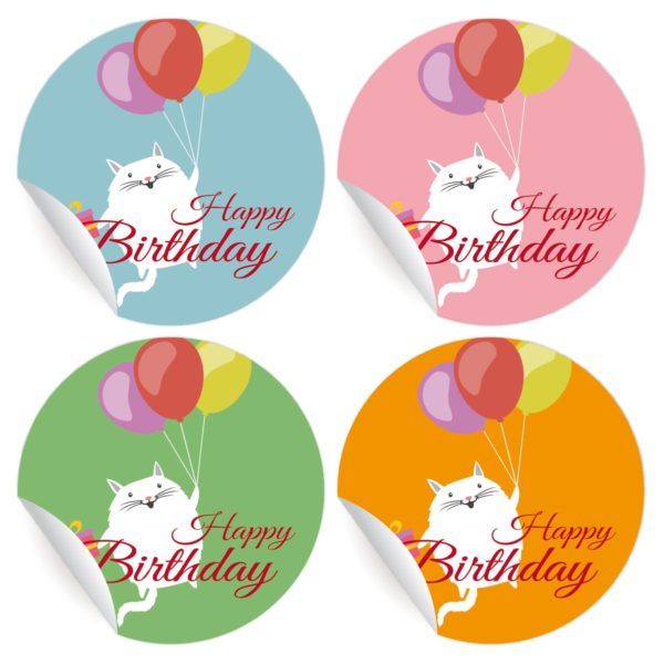 Kartenkaufrausch: Aufkleber mit fliegender Katze aus unserer Geburtstags Papeterie in multicolor