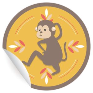 Kartenkaufrausch: lustige Affen Aufkleber aus unserer Freundschafts Papeterie in beige