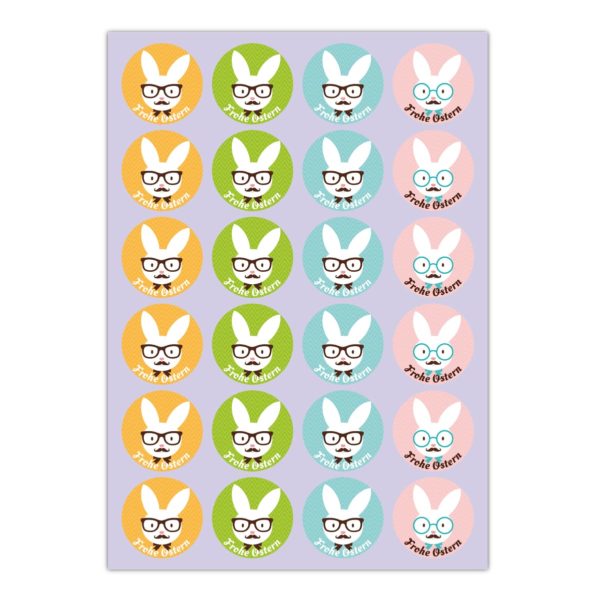 Kartenkaufrausch Sticker in multicolor: Oster Aufkleber mit hippen Osterhasen