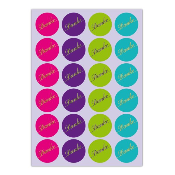 Kartenkaufrausch Sticker in multicolor: Dankes Aufkleber in 4 verschiedenen Farben