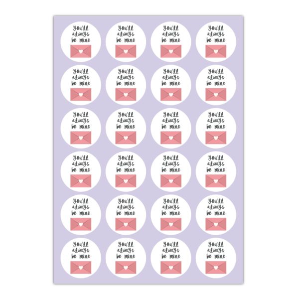 Kartenkaufrausch Sticker in weiß: 24 romantische Valentines Aufkleber
