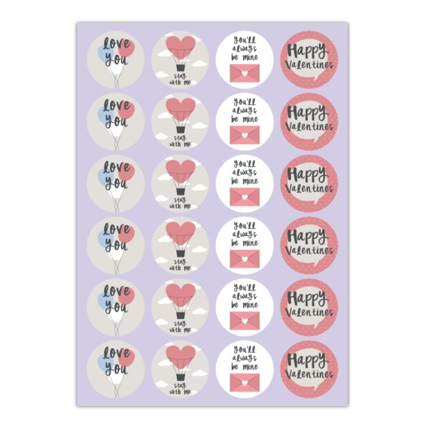 Kartenkaufrausch Sticker in multicolor: 24 Liebes Aufkleber
