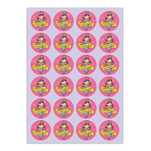 Kartenkaufrausch Sticker in pink: 24 Feen Aufklebe