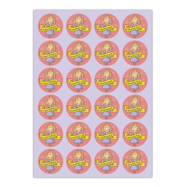 Kartenkaufrausch Sticker in rosa: süße Prinzessinnen Aufkleber