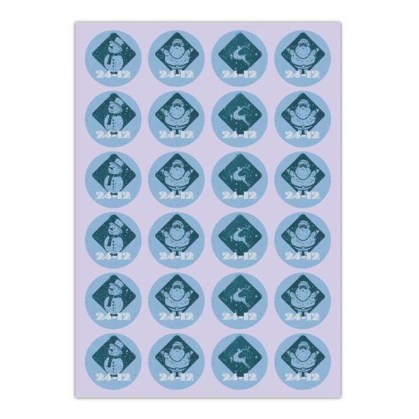 Kartenkaufrausch Sticker in hellblau: coole Weihnachts Aufkleber mit Rentier