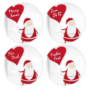 Kartenkaufrausch: süße Weihnachts Aufkleber mit Santa aus unserer Weihnachts Papeterie in weiß
