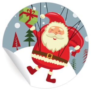 Kartenkaufrausch: 24 lustige Weihnachtsmann Aufkleber aus unserer Weihnachts Papeterie in rot