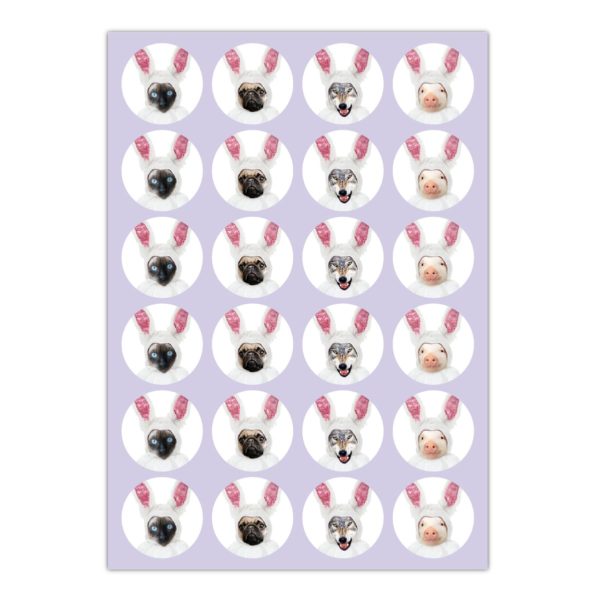 Kartenkaufrausch Sticker in weiß: komische Oster Aufkleber mit Mops