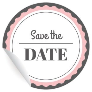 Kartenkaufrausch: Party "Save the Date" Aufkleber aus unserer Hochzeits Papeterie in rosa