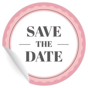 Kartenkaufrausch: Hochzeits "Save the Date" Aufkleber aus unserer Hochzeits Papeterie in rosa