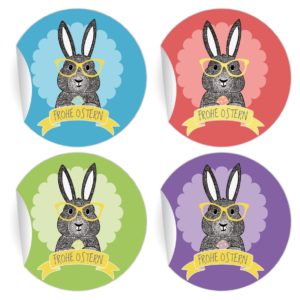 Kartenkaufrausch: bunte hippe Oster Aufkleber aus unserer Oster Papeterie in multicolor